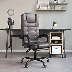 vidaXL Fauteuil de massage inclinable de bureau Gris Similicuir