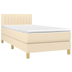 Avis vidaXL Sommier à lattes de lit avec matelas LED Crème 100x200 cm Tissu