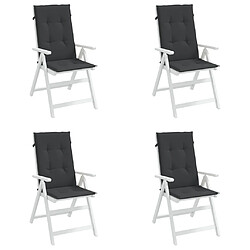 Avis vidaXL Coussins de chaise de jardin à dossier haut lot de 4 noir tissu