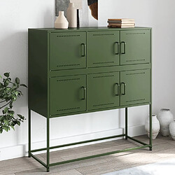 vidaXL Buffet vert olive 100,5x39x107 cm acier