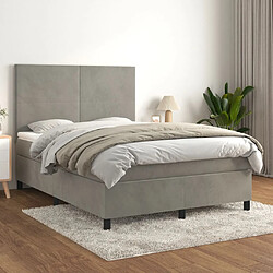 vidaXL Sommier à lattes de lit et matelas Gris clair 140x190cm Velours