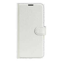 Etui en PU texture litchi, fermeture magnétique avec support, blanc pour votre Realme 9i