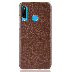 Wewoo Coque PC antichoc texture crocodile + PU pour Huawei nova 4e marron