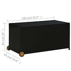 vidaXL Boîte de rangement de jardin noir 120x65x61 cm résine tressée pas cher