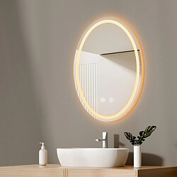 EMKE Miroir led salle de bain 60 × 80 cm Miroir salle de bain lumineux avec 3 Couleurs de lumière réglables+Anti-buée, Économie d'énergie miroir led