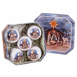 BigBuy Christmas Boules de Noël Multicouleur Papier Polyfoam Naissance/Crèche 7,5 x 7,5 x 7,5 cm (5 Unités)