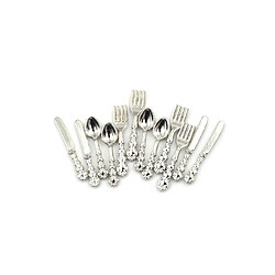 Wewoo 12 PCS / Ensemble Simulation Cuisine Alimentaire Meubles Jouets Maison De Poupées Miniature Accessoires 112 Fourchette Couteau Cuillère À Soupe Vaisselle Sliver