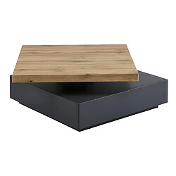 Vente-Unique Table basse pivotante avec 1 tiroir en MDF - Anthracite et naturel - KYRIA pas cher