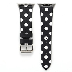 Wewoo Bande de montre-bracelet en cuir véritable motif à pois pour Apple Watch série 3 & 2 & 1 42mm noir + blanc