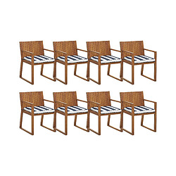 Beliani Lot de 8 chaises avec coussins Bois Bleu marine SASSARI