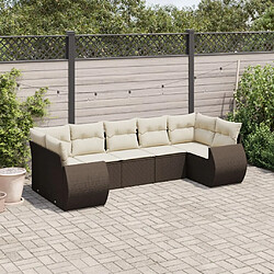 vidaXL Salon de jardin avec coussins 7 pcs marron résine tressée