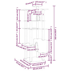 vidaXL Arbre à chat avec griffoirs en sisal Crème 162 cm pas cher