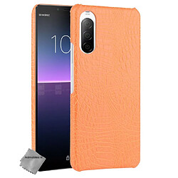 Htdmobiles Coque rigide simili cuir crocodile pour Sony Xperia 10 II + film ecran - ORANGE