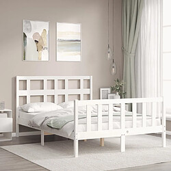 Avis Maison Chic Lit adulte - Cadre Structure de lit avec tête de lit Contemporain blanc petit double bois massif -MN61475