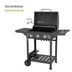 Avis Barbecue à Gaz Portable Kekai Leech 118,5x57,5x104,5cm 9 kW avec 3 Brûleurs, Thermomètre, Tables Latérales, Étagère et Roulettes