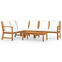 Avis Maison Chic Salon de jardin 5 pcs - Table et chaises d'extérieur - Mobilier/Meubles de jardin Moderne avec coussin Crème Bois d'acacia solide -MN57015