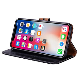 Wewoo Coque noir pour iPhone X Business Style huile de cire Texture Horizontal Flip étui en cuir avec titulaire et fentes cartes porte-monnaie pas cher