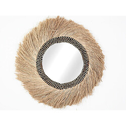 Miroir mural Romimex Naturel Fibre naturelle Fenêtre 70 x 70 x 3 cm Rond