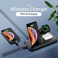 Chrono Chargeur sans Fil 4 en 1 Chargeur Induction Chargeur Apple Certification Qi Station de Chargeur Compatible with Apple Watch 6/5/4/3/2/1/SE,iPhone12/11 Pro/XS Max,Huawei P30, AirPods Pro,(noir)