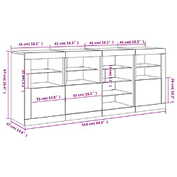 vidaXL Buffet avec lumières LED gris béton 164x37x67 cm pas cher