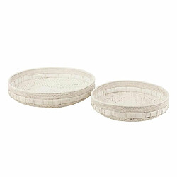 Paris Prix Lot de 2 Coupelles Déco Rotin 50cm Blanc