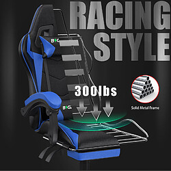 Avis RATTANTREE Chaise de Gaming avec Repose-Pied, siège gaming, fauteuil gaming, Dossier Inclinable à 155, chaise bureau gaming avec appuie-tête, Noir Bleu