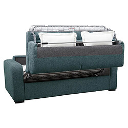 Avis Vente-Unique Canapé 4 places convertible express en tissu bleu - Couchage 160 cm - Matelas 14 cm - BEVIS