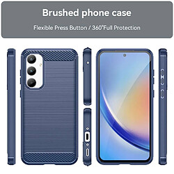 Htdmobiles Coque pour Samsung Galaxy A35 5G - housse etui silicone gel carbone + verre trempe - BLEU FONCE