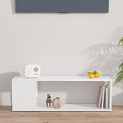 Maison Chic Meuble TV scandinave - Banc TV pour salon Blanc brillant 100x24x32 cm Aggloméré -MN54933 pas cher