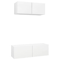 vidaXL Ensemble de meubles TV 2 pcs Blanc Bois d'ingénierie