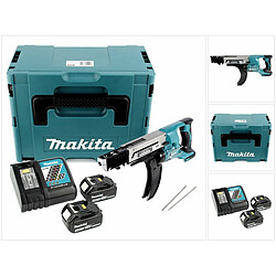 Makita DFR 750 RMJ Visseuse automatique sans fil à Magasin 18V 45-75mm + 2x Batteries 4,0Ah + Chargeur + Coffret Makpac