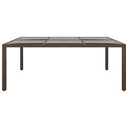 vidaXL Table de jardin avec dessus en verre Marron 200x150x75 cm Rotin