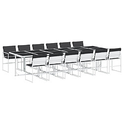 vidaXL Ensemble à manger de jardin avec coussins 13pcs blanc textilène