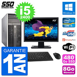 PC Tour HP 6300 CMT Ecran 19" Intel i5-2400 RAM 8Go SSD 480Go Windows 10 Wifi - Occasion