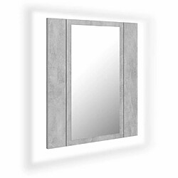 Maison Chic Armoire de salle de bain,Meuble de rangement,Meuble haut à miroir LED Gris béton Acrylique -GKD143164