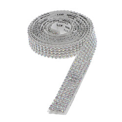 1 Rouleau De 5 Rangées De Diamants En Strass Avec Ruban De Maille De Bricolage DIY Craft Silver AB