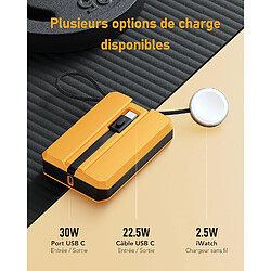 Avis SANAG Pd 30W Batterie Externe Charge Rapide 10000Mah, Compacte Power Bank Avec Usb C Câble Intégrée & Mini Chargeur Portable De Montre, Universel Compatible Avec Samsung/Iphone/Iwatch/Macbook,Jaune