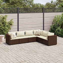 vidaXL Salon de jardin 6 pcs avec coussins Marron Résine tressée