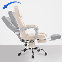 Decoshop26 Fauteuil de bureau avec fonction massage repose-pieds dossier inclinable en PVC crème 10_0002583 pas cher