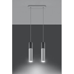 Avis Luminaire Center Suspension Borgio Acier,béton blanc gris 2 ampoules 90cm