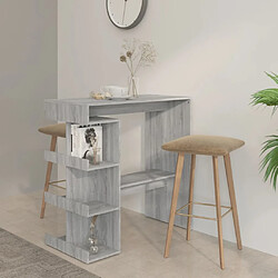 vidaXL Table de bar et étagère de rangement Sonoma gris 100x50x101,5cm 