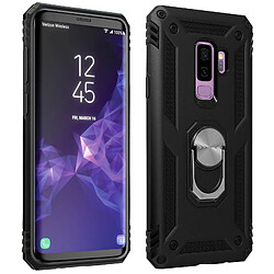 Avizar Coque Samsung Galaxy S9 Plus Hybride Rigide Souple Bague Support Vidéo noir