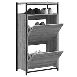 vidaXL Armoire à chaussures Sonoma gris 60x34x112 cm Bois d'ingénierie