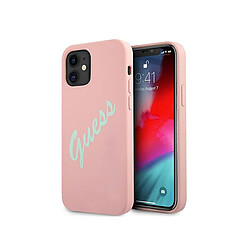 Guess Maroquinerie Guess Coque pour Apple iPhone 12 Mini Collection Silicone Vintage en TPU Rose