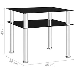 vidaXL Table d'appoint Noir 45x50x45 cm Verre trempé pas cher