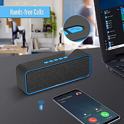 Universal Conférencier portable sans câlins, haut-parleur Bluetooth 5.0 avec basse stéréo 3D, batterie de 1500mAh, durée de vie de la batterie de 12 heures (bleu) pas cher