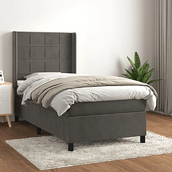 Maison Chic Lit Adulte - Lit simple Lit à sommier tapissier et matelas moelleux - Meuble de Chambre - Gris foncé 90x190 cm Velours -MN46188