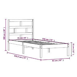 vidaXL Cadre de lit sans matelas bois massif pas cher