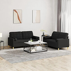 Maison Chic Ensemble de canapés 2 pcs avec coussins, Canapé droit Sofa pour Salon noir tissu -GKD943933