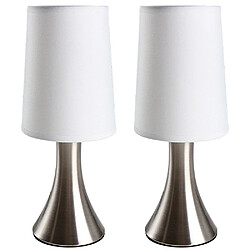 Helloshop26 Lot de deux lampes de chevet tactile 3 intensités éclairage chambre lampe de table abat-jour en tissu moderne lumière de lecture 29,5 cm 2401036